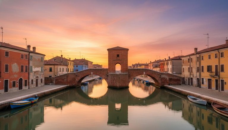 Mister Zanzara — Valli di Comacchio con casoni e barene al tramonto