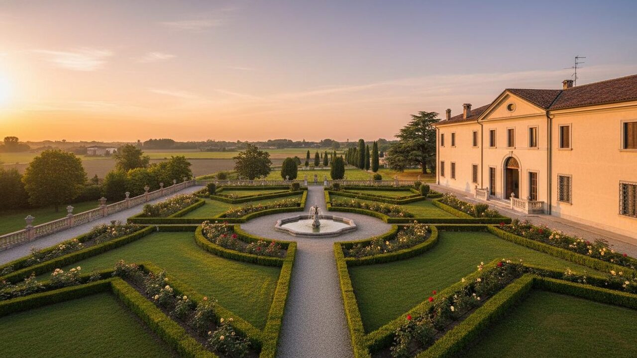 Mister Zanzara — giardino di villa correggese con Palazzo dei Principi sullo sfondo