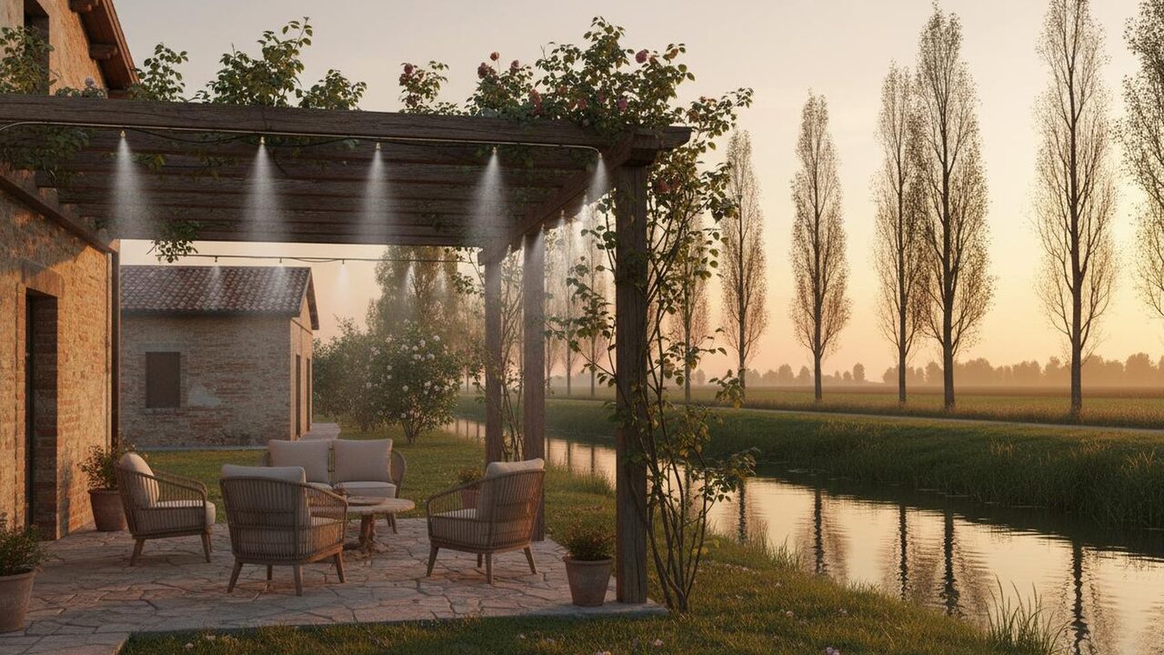 Mister Zanzara — villa polesana con giardino e torri di Rovigo sullo sfondo